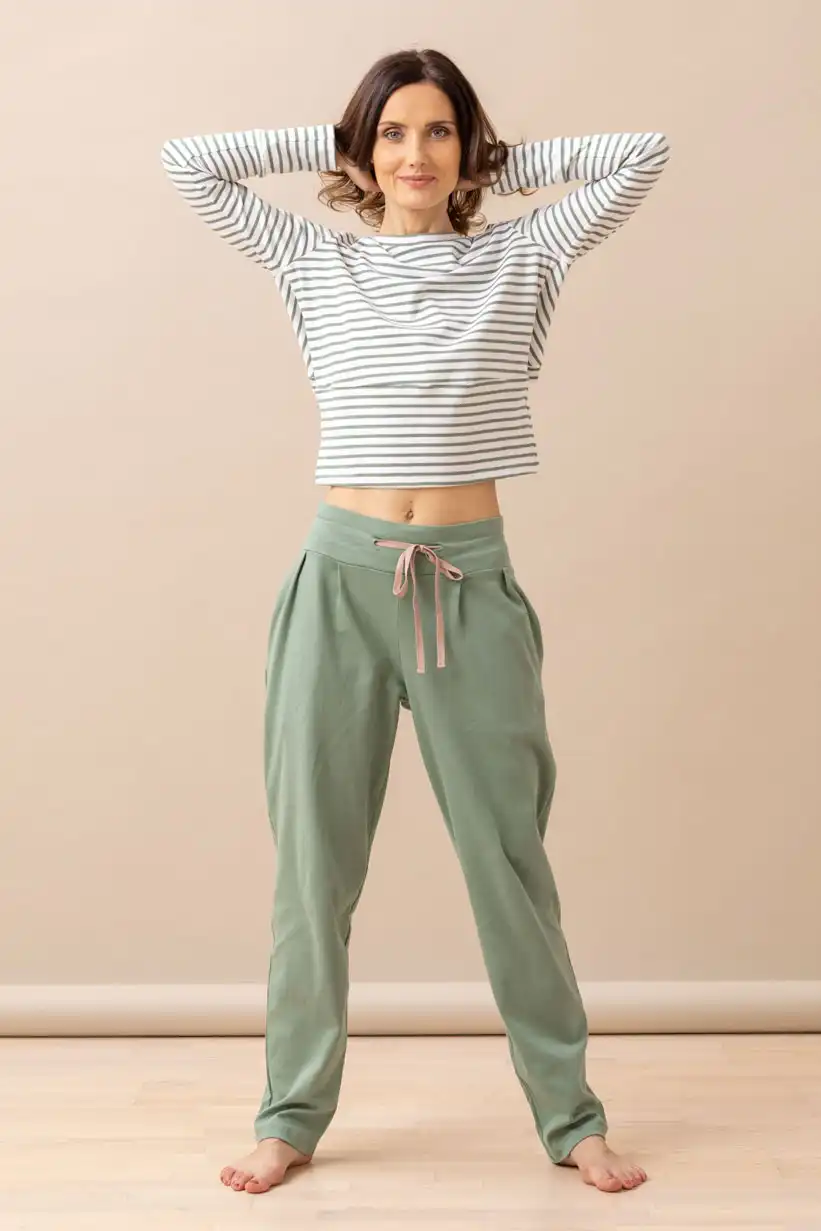 Camel-top-olive-stripes-cotton-women-yoga-1-web